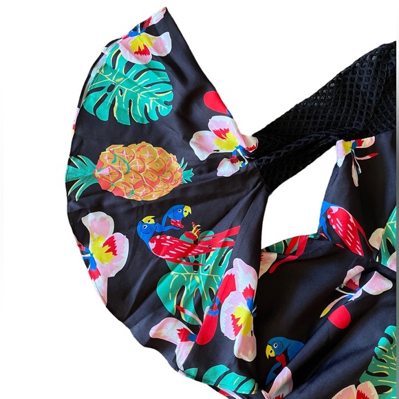 Floral Colorful Mesh Peplum Top - Picture 11 of 13